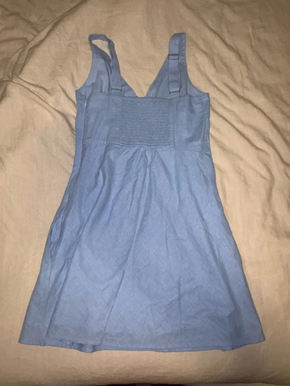 Abercrombie & Fitch Powder Blue Linen Mini Dress S - Picture 4 of 5